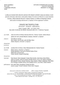 Programa do Seminário "Orixas Metropolitani", 1998