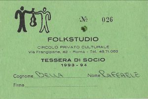 Cartão de Folkstudio, 1993/94